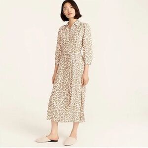 J.Crew Tie Waist Shirt Dress in Leopard Print - Size 0